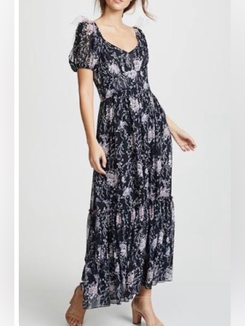 LoveShackFancy Angie Silk Sz 6 Floral Dress MSRP$595